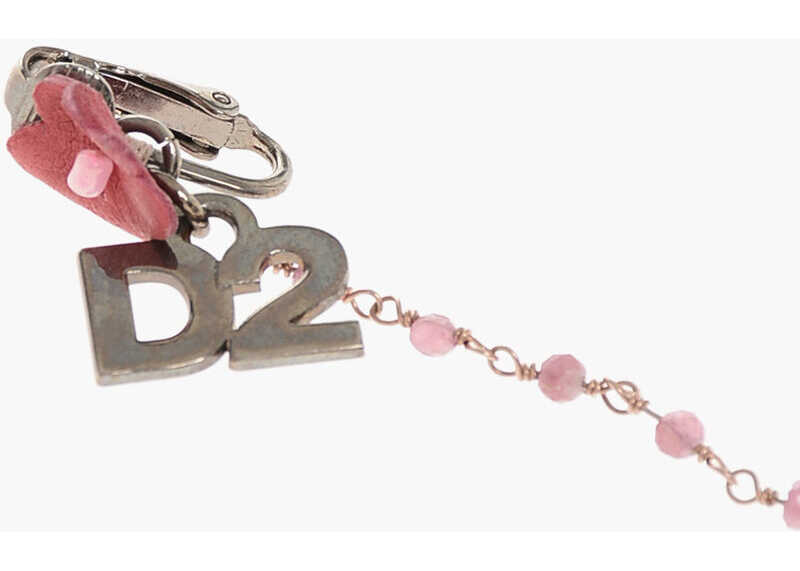Cercei DSQUARED2 Metal Sparkling Evening Clip-On Single Earring With Beads Pink Femei (BM 18078409) 2