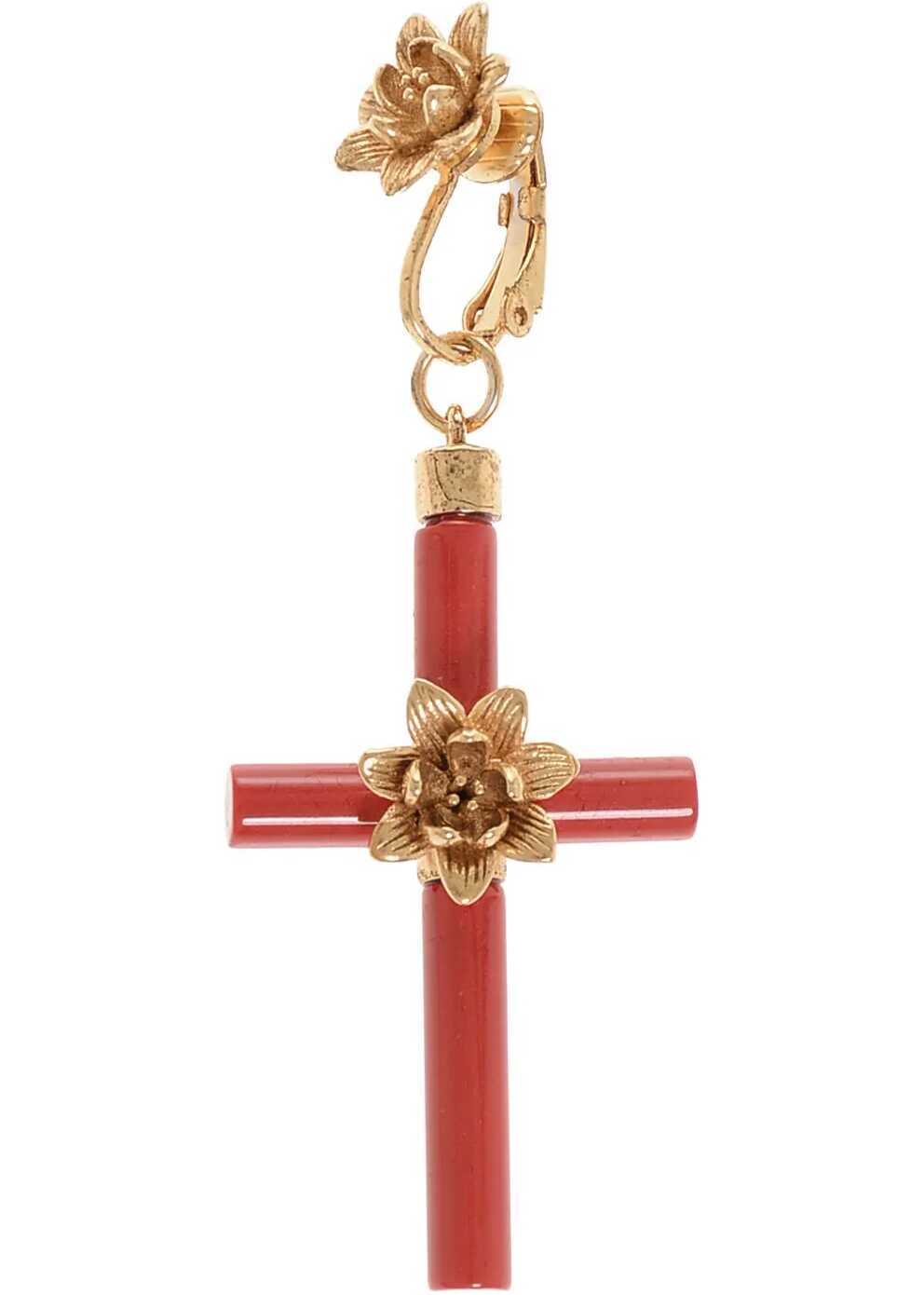 Cercei DSQUARED2 Metal And Resin Single Clip-On Earring With Cross Shaped Pen Gold Femei (BM 18078556) 1