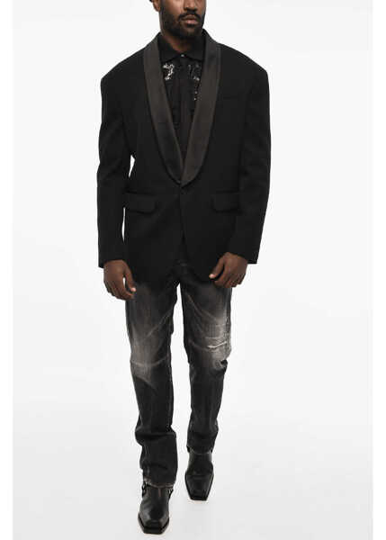 Sacouri DSQUARED2 Virgin Wool Blend 1 Buttons Blazer Black Barbati (BM 18078574) 4