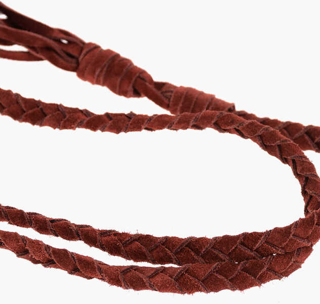 Coliere DSQUARED2 Braided Suede Necklace With Fringes And Metal Details Brown Femei (BM 18078583) 3