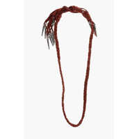 Coliere Braided Suede Necklace With Fringes And Metal Details Femei