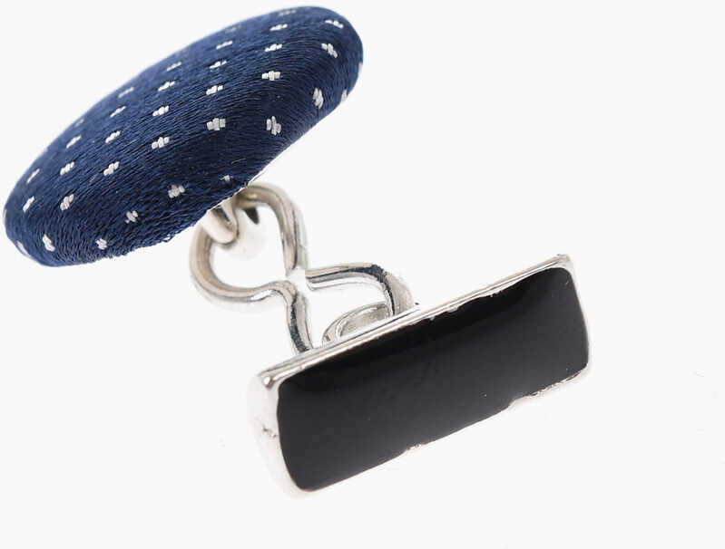 Butoni CORNELIANI Metal Cufflinks Lined With Dot Embroidered Silk Blue Barbati (BM 18078595) 3