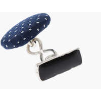 Butoni CORNELIANI pentru Barbati - Butoni CORNELIANI Metal Cufflinks Lined With Dot Embroidered Silk Blue Barbati (BM 18078595) - B-mall.ro
