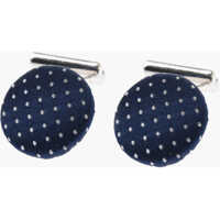 Butoni Metal Cufflinks Lined With Dot Embroidered Silk Barbati