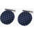 CORNELIANI Metal Cufflinks Lined With Dot Embroidered Silk Blue