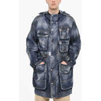 Geci Parka Vintage Effect Denim Parka With Utility Pockets Barbati