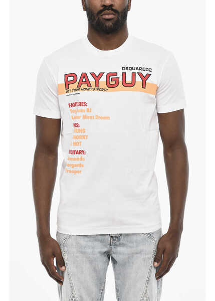 Tricouri DSQUARED2 Printed Crew-Neck T-Shirt White Barbati (BM 18078637) 1