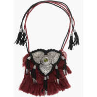 Coliere Leather And Metal Plastron Necklace With Fringes Femei