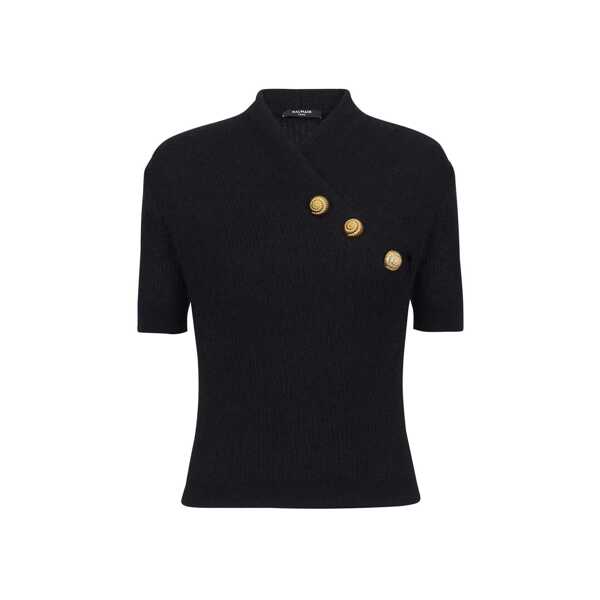 Topuri Balmain Balmain Wool Blend Top Black Femei (BM 18078987) 1