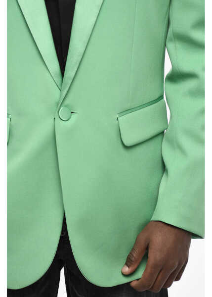Sacouri DSQUARED2 Virgin Wool 1 Buttons Blazer With Flap Pockets Green Barbati (BM 18079126) 3