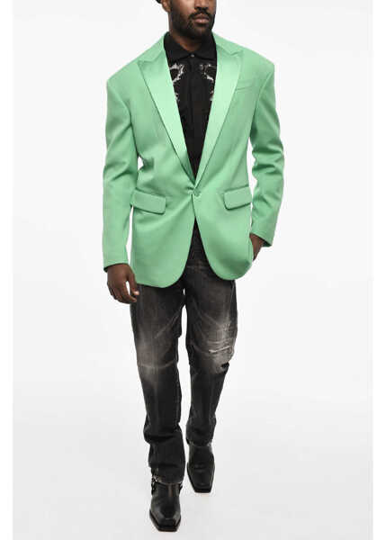 Sacouri DSQUARED2 Virgin Wool 1 Buttons Blazer With Flap Pockets Green Barbati (BM 18079126) 4