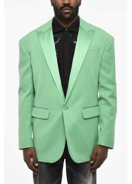 Sacouri DSQUARED2 Virgin Wool 1 Buttons Blazer With Flap Pockets Green Barbati (BM 18079126) 1