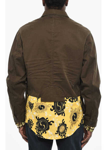 Sacouri DSQUARED2 Cotton Blazer With Silk Details And Logoed Buttons Military Green Barbati (BM 18079138) 2