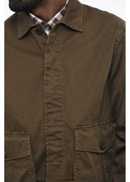 Sacouri DSQUARED2 Cotton Blazer With Silk Details And Logoed Buttons Military Green Barbati (BM 18079138) 3