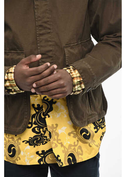 Sacouri DSQUARED2 Cotton Blazer With Silk Details And Logoed Buttons Military Green Barbati (BM 18079138) 4