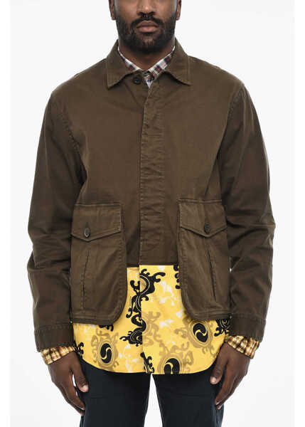 Sacouri DSQUARED2 Cotton Blazer With Silk Details And Logoed Buttons Military Green Barbati (BM 18079138) 1