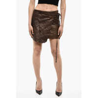 Fuste casual Wrap Leather Skirt With Lace-Up Detail Femei
