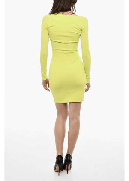 Rochii scurte DSQUARED2 Solid Color Bodycon Dress With Draped Details Green Femei (BM 18079153) 2