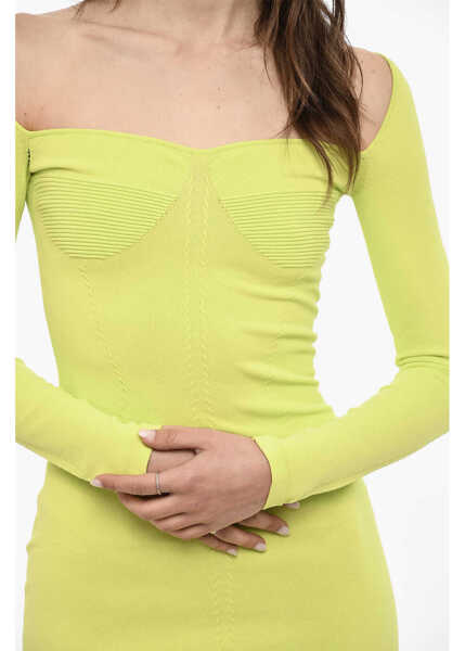 Rochii scurte DSQUARED2 Solid Color Bodycon Dress With Draped Details Green Femei (BM 18079153) 3