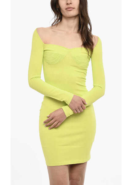 Rochii scurte DSQUARED2 Solid Color Bodycon Dress With Draped Details Green Femei (BM 18079153) 4