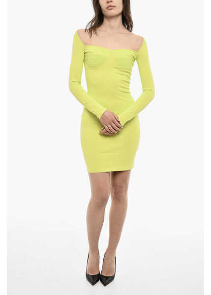 Rochii scurte DSQUARED2 Solid Color Bodycon Dress With Draped Details Green Femei (BM 18079153) 1