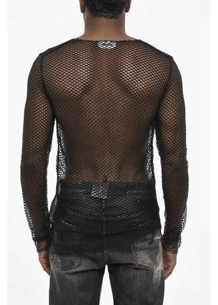 Tricouri DSQUARED2 Solid Color Openwork Top Black Barbati (BM 18079180) 2