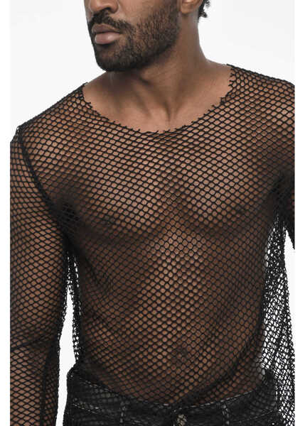 Tricouri DSQUARED2 Solid Color Openwork Top Black Barbati (BM 18079180) 3