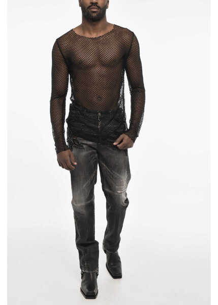 Tricouri DSQUARED2 Solid Color Openwork Top Black Barbati (BM 18079180) 4