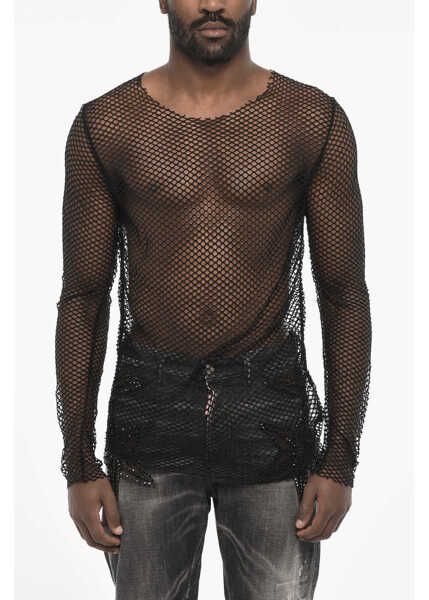 Tricouri DSQUARED2 Solid Color Openwork Top Black Barbati (BM 18079180) 1