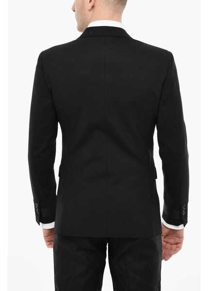 Sacouri DSQUARED2 Single Breasted Wool Blazer With Flap Pockets Black Barbati (BM 18079183) 2