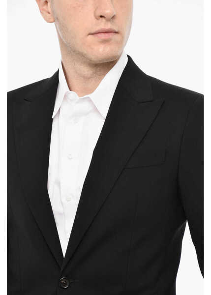 Sacouri DSQUARED2 Single Breasted Wool Blazer With Flap Pockets Black Barbati (BM 18079183) 3