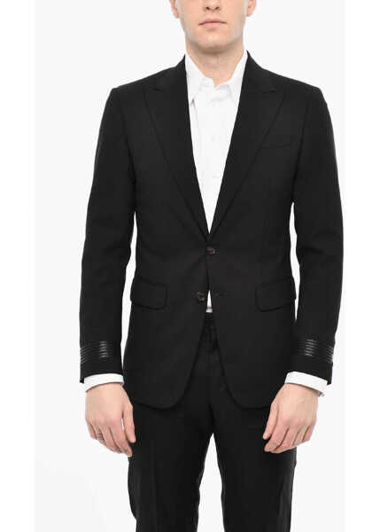 Sacouri DSQUARED2 Single Breasted Wool Blazer With Flap Pockets Black Barbati (BM 18079183) 1
