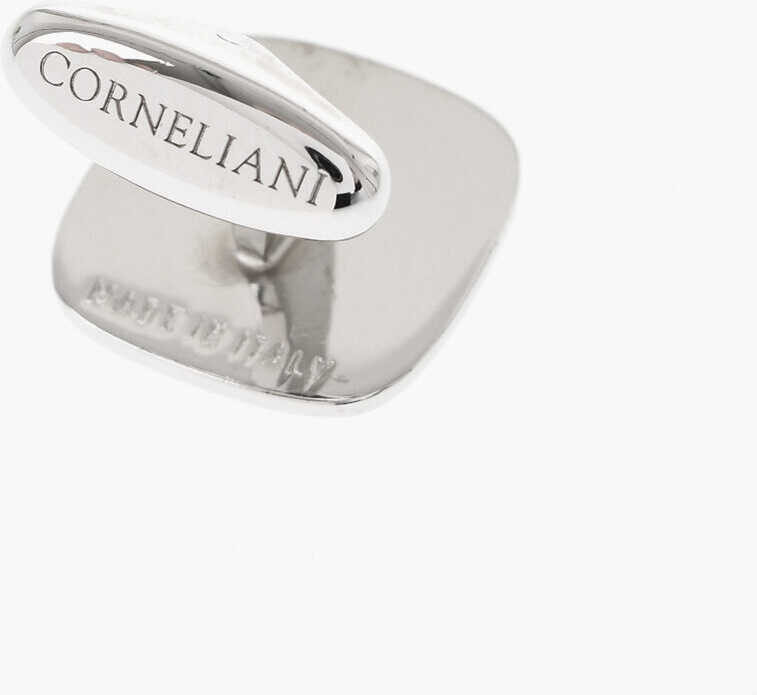 Butoni CORNELIANI Enameled Brass Cufflinks With Swarovskis Light Blue Barbati (BM 18079198) 3