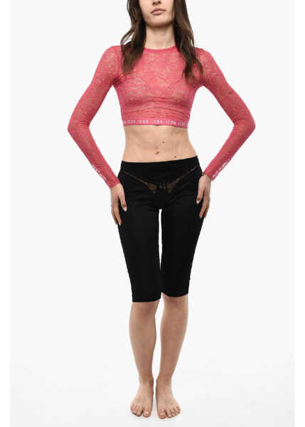 Pantaloni scurti DSQUARED2 Satin Shorts With Lingerie Detail Black Femei (BM 18079210) 4