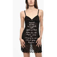 Pijamale Dama - Seturi pijamale DSQUARED2 Underwear Embroidered Lace Slip Dress Black Femei (BM 18079387) - B-mall.ro