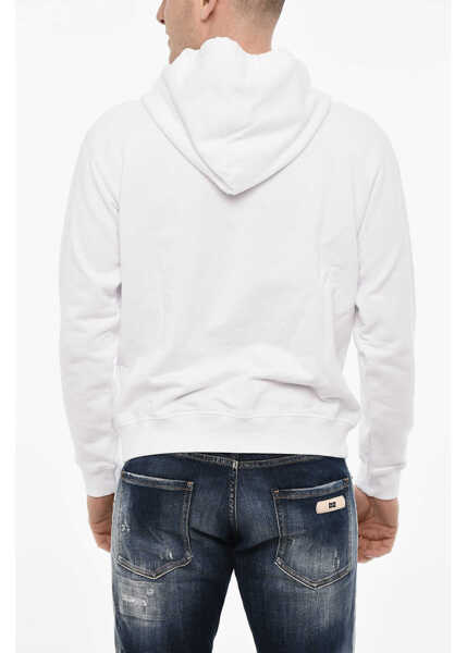 Bluze de trening DSQUARED2 Cotton Hoodie With Logo Print White Barbati (BM 18079432) 2