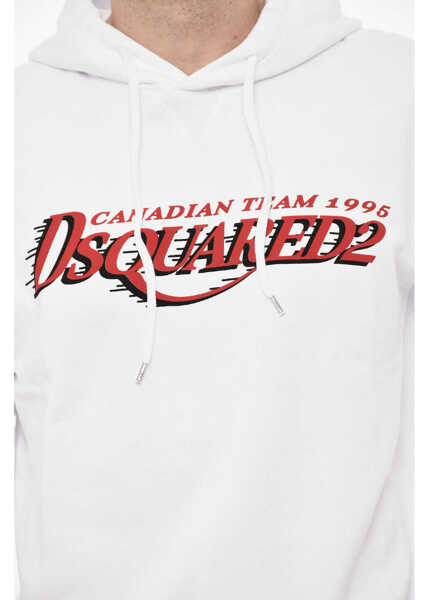Bluze de trening DSQUARED2 Cotton Hoodie With Logo Print White Barbati (BM 18079432) 3