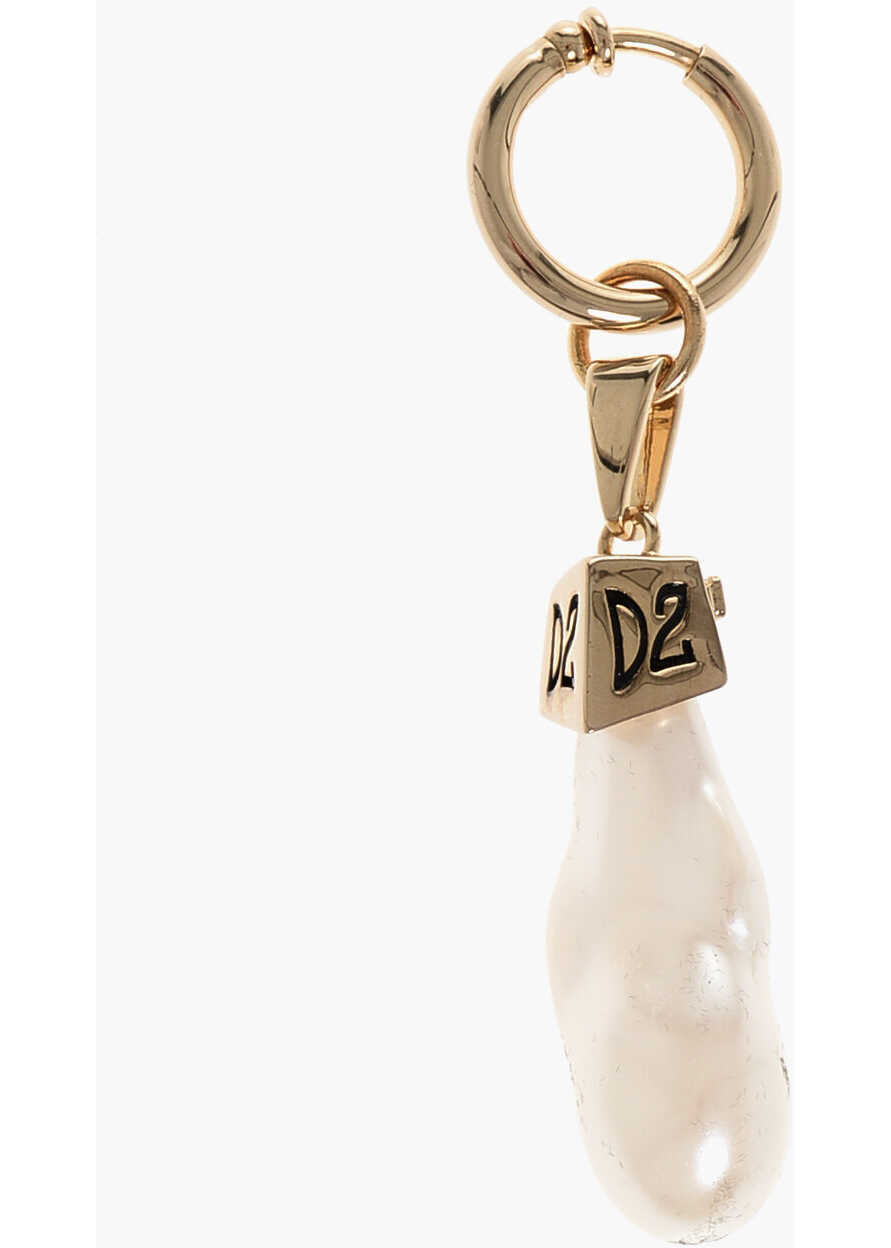 Cercei DSQUARED2 Metal Clip-On Single Earring With Pearl Shaped Pendant White Barbati (BM 18079591) 1