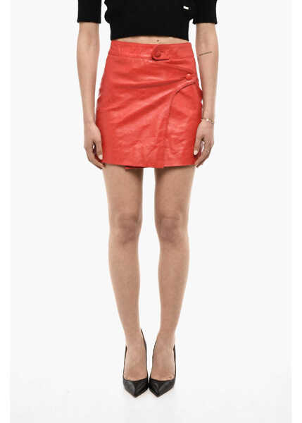 Fuste casual DSQUARED2 Wrap Hammered Leather Skirt Red Femei (BM 18079600) 1