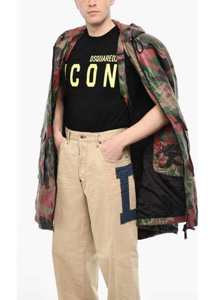 Paltoane DSQUARED2 Zipped Closue Camouflage Motif Cape Military Green Barbati (BM 18079606) 3