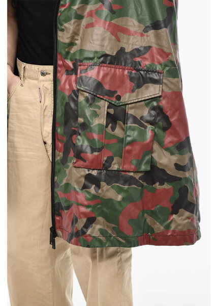 Paltoane DSQUARED2 Zipped Closue Camouflage Motif Cape Military Green Barbati (BM 18079606) 4