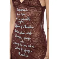 Pijamale Dama - Seturi pijamale DSQUARED2 Underwear Embroidered Lace Slip Dress Burgundy Femei (BM 18079609) - B-mall.ro