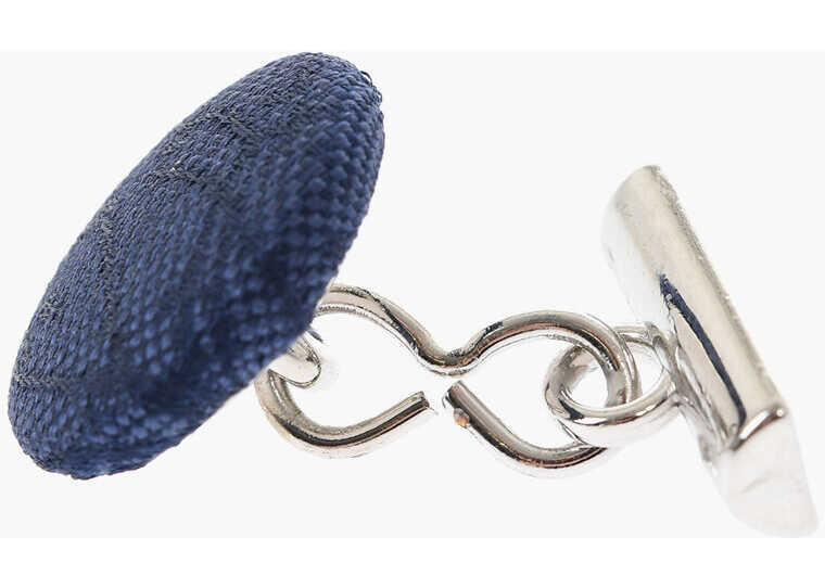 Butoni CORNELIANI Metal Cufflinks Lined With Embroidered Silk Blue Barbati (BM 18079615) 2