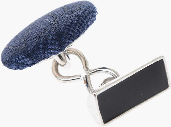 Butoni CORNELIANI Metal Cufflinks Lined With Embroidered Silk Blue Barbati (BM 18079615) 3