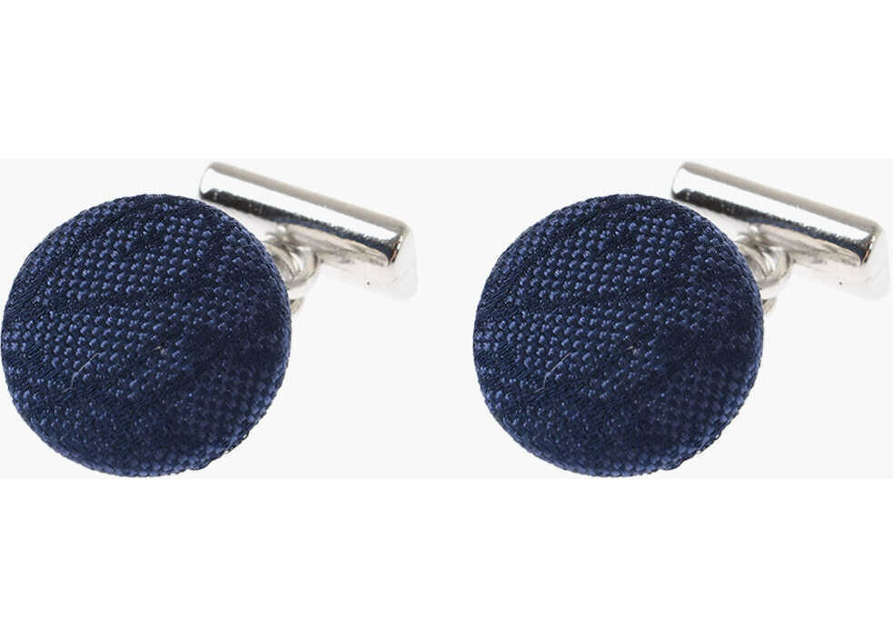 Butoni CORNELIANI Metal Cufflinks Lined With Embroidered Silk Blue Barbati (BM 18079615) 1