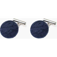 Butoni Metal Cufflinks Lined With Embroidered Silk Barbati
