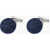 CORNELIANI Metal Cufflinks Lined With Embroidered Silk Blue