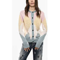 Cardigane Color Block Virgin Wool Cardigan With Jewels Femei