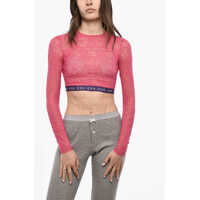 Sosete Lace Cropped Top With Logoed Band Femei