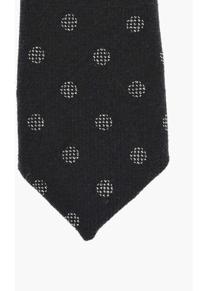 Cravate CORNELIANI Polka Dot Patterned Silk Slim Tie Black Barbati (BM 18079657) 2